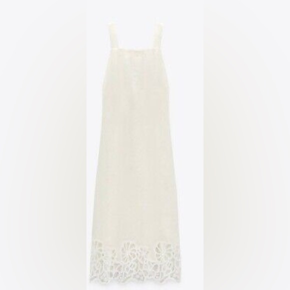 Zara white ivory linen lace maxi dress long backless summer knit limited edition - Picture 9 of 9